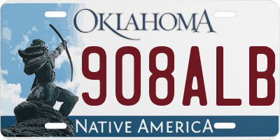 OK license plate 908ALB