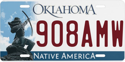 OK license plate 908AMW