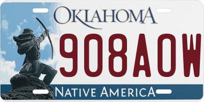OK license plate 908AOW