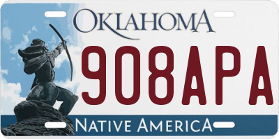 OK license plate 908APA