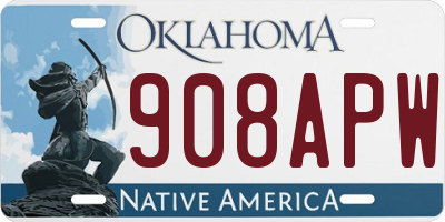 OK license plate 908APW