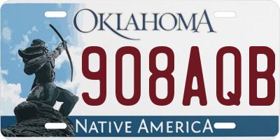 OK license plate 908AQB