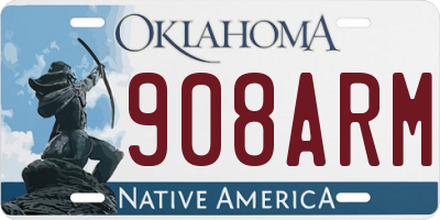 OK license plate 908ARM