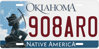OK license plate 908ARO