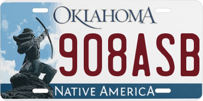 OK license plate 908ASB