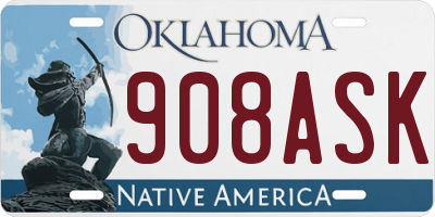 OK license plate 908ASK