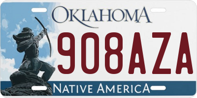OK license plate 908AZA