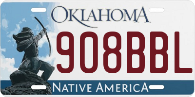 OK license plate 908BBL