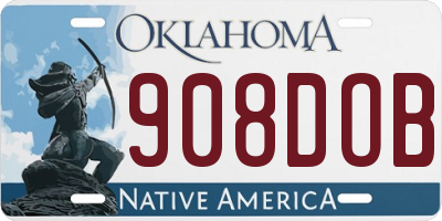 OK license plate 908DOB
