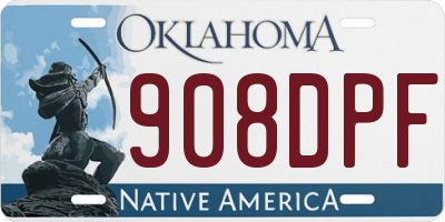 OK license plate 908DPF