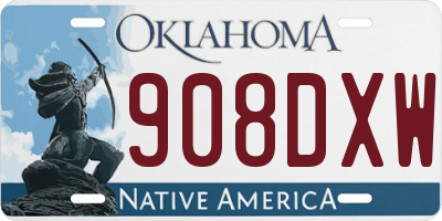 OK license plate 908DXW