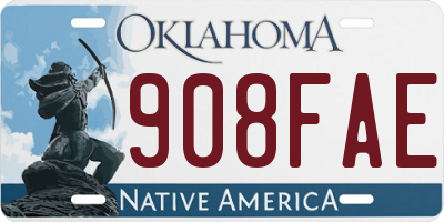 OK license plate 908FAE