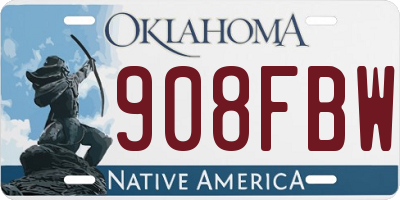 OK license plate 908FBW