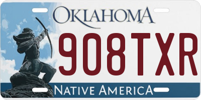 OK license plate 908TXR