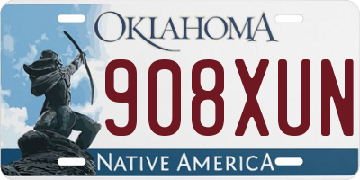 OK license plate 908XUN
