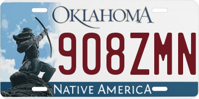 OK license plate 908ZMN