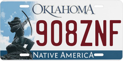 OK license plate 908ZNF