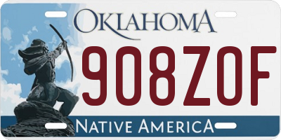 OK license plate 908ZOF