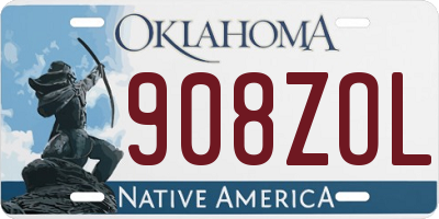 OK license plate 908ZOL