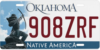 OK license plate 908ZRF