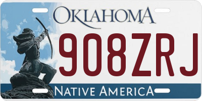 OK license plate 908ZRJ