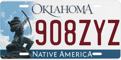 OK license plate 908ZYZ