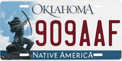 OK license plate 909AAF