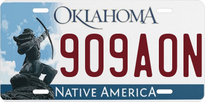 OK license plate 909AON
