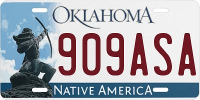 OK license plate 909ASA