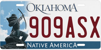 OK license plate 909ASX