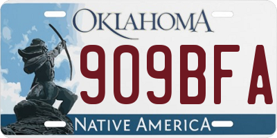 OK license plate 909BFA
