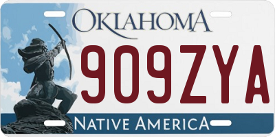 OK license plate 909ZYA