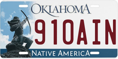 OK license plate 910AIN