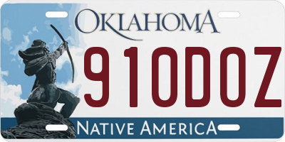 OK license plate 910DOZ