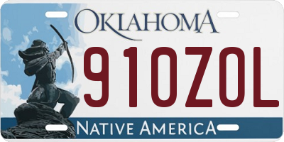 OK license plate 910ZOL