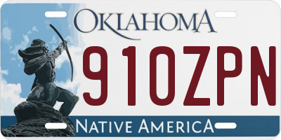 OK license plate 910ZPN