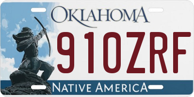 OK license plate 910ZRF