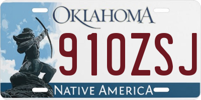 OK license plate 910ZSJ