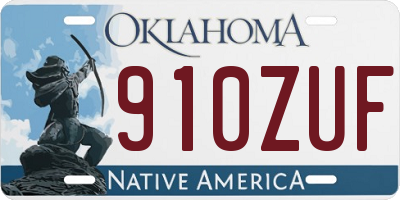 OK license plate 910ZUF