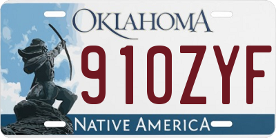 OK license plate 910ZYF