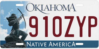 OK license plate 910ZYP