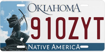 OK license plate 910ZYT