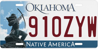 OK license plate 910ZYW