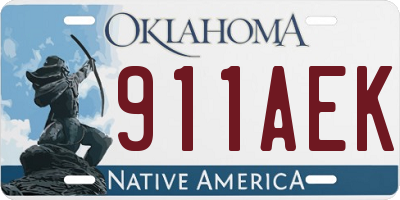 OK license plate 911AEK