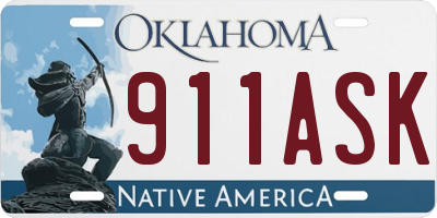 OK license plate 911ASK