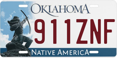 OK license plate 911ZNF