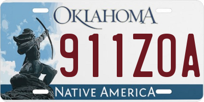 OK license plate 911ZOA