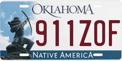 OK license plate 911ZOF