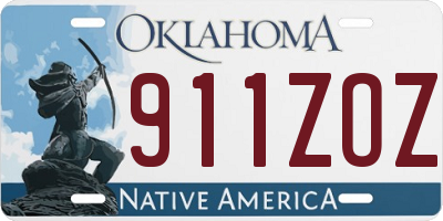OK license plate 911ZOZ