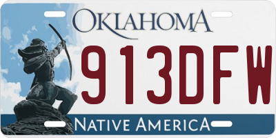 OK license plate 913DFW